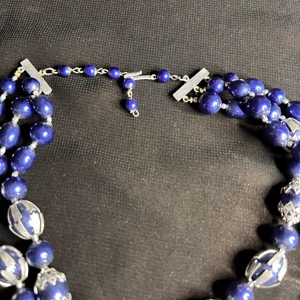 VTG MCM Triple strand purple and silver bead necklace. Made in Hong Kong. - Picture 6 of 6